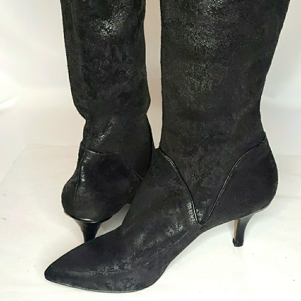 Donald J Pliner distressed leather stretch boots